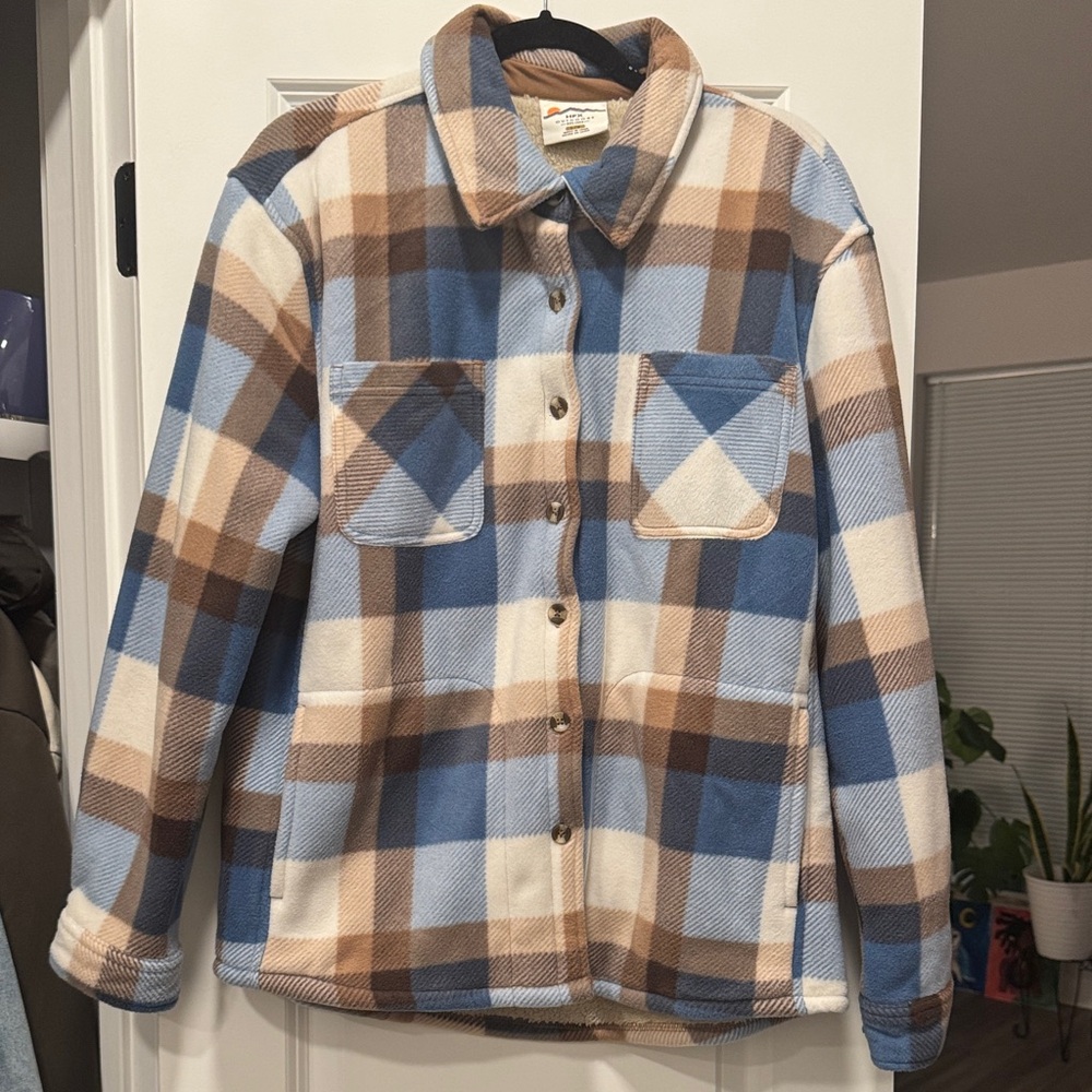 Sherpa Plaid Shirt Jacket for Men